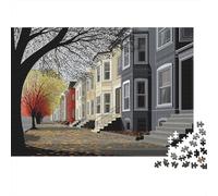 Antiquité Asiatique |Maison de Style avec Feuilles d'automne Tombantes| Puzzles Amusants en Famille 1000pcs (75x50cm) Adultes