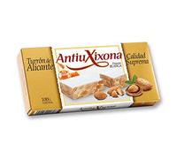 AntiuXixona - Turron de Alicante Etiquete Blanche, Nougat dur d'Amande - Qualité Supérieure - 200gr (Sans Gluten) - (Touron)Produit Espagnol / Nougat Espagnol