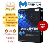 Antivirus - Malwarebytes - Premium - Clé de Licence A VIE - 1 Appareil - Windows