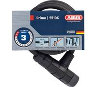 Antivol à câble spiralé ABUS Primo 5510K/180 + support SCMU - Antivol vélo en câble flexible de 10 mm - Niveau de sécurité ABUS 3 - 180 cm - Noir