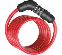 Antivol à câble spiralé ABUS Star 4508C/150 - Antivol à combinaison en câble spiralé de 8 mm - Niveau de sécurité ABUS 2 - Rouge