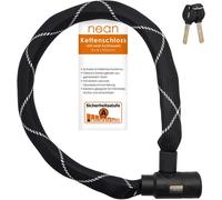 Antivol À Chaîne De Vélo Avec 2 Clés De Sécurité, Haute Sécurité Et Revêtement En Tissu Extrêmement Robuste, Maillons Carrés En Acier Trempé, 8 X 8 X 900 Mm, Noir
