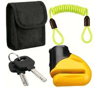 Antivol bloque disque jaune avec câble de rappel clé avec lumière LED moto vélo