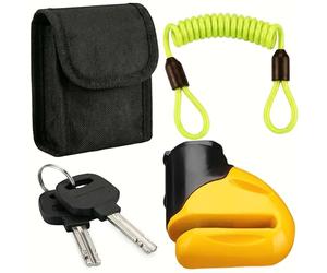 Antivol bloque disque jaune avec câble de rappel vec lumière LED clés de rechange Cadenas antivol moto vélo