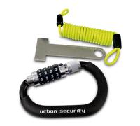 URBAN UR140 Antivol Casque Moto, Mousqueton à Code 4 Chiffres Plus Sécurisé, Adaptateur T Boucle, Câble de Sécurité en Acier Tressé Plus Visible, Accessoire Anti vol Universel pour Casque de Moto Velo