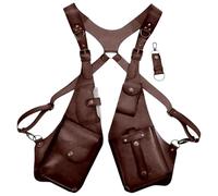 Antivol Cuir Double Épaule Sac Aisselles Médiéval Sac à Bandoulière Tactique Holster Sac Élégant Sac pour Téléphone Portable Réglable Holster à Bandoulière, marron foncé, Voir description