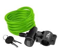 Antivol de câble spiralé vélo M-WAVE S 10.18 vert 180 cm Ø10 mm + support à c...