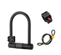 Antivol de vélo en forme de U avec mot de passe à quatre chiffres en acier avec revêtement en silicone pour vélo, scooter, sécurité extérieure (noir)