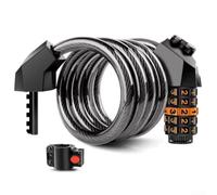 Antivol de vélo résistant aux intempéries avec tête en alliage de zinc et code à 5 chiffres pour une sécurité accrue (1,2 m noir orange)