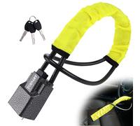 Antivol de volant et de ceinture de sécurité Turnart, compatible avec la plupart des véhicules. Antivol robuste pour voiture, camion, SUV et fourgonnette, avec 3 clés Boîtier métallique, Jaune