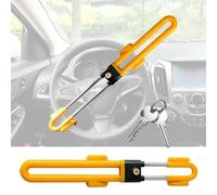 Antivol de volant universel avec 2 clés, compatible voitures, camping-cars et fourgonnettes (Jaune)
