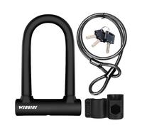 Antivol en U pour vélo avec câble de sécurité de 1,2 m, anse de 17 mm, antivol de vélo avec 3 clés et support de montage, parfait pour les vélos de route, de montagne et électriques, antivol de vélo