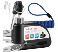 Antivol Moto, Bloque Disque Alarme 110db, USB Rechargeable, Bloque Disque de Haute Sécurité avec 1.5m Câble Rappel, 2 clés, Antivol Universel Bloc Frein 7mm Roue Universel Scooter Moto Velo