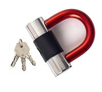 Antivol pour moto, mini cadenas de vélo, antivol en U robuste, anse de 16 mm avec clés, verrouillage de sécurité ultime pour vélos, motos et plus encore - Rouge