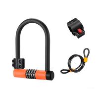 Antivol robuste en U pour vélo et scooter, serrure à combinaison avec mot de passe à quatre chiffres, noyau en alliage de zinc et corps en alliage d'acier recouvert de silicone (noir orange)