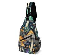 Antivol Sacoche Homme Bandouliere Art des champignons trippants Sacs Poitrine Réglable,Mode Sling Sac à Dos pour école Femme Homme
