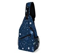 Antivol Sacoche Porté épaule Constellation du zodiaque Galaxie Nuit étoilée Étoiles Minuit Sling Bag Multifonction,Mode Crossbody Bag pour Homme Femme école