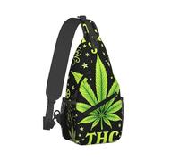 Antivol Sacoche Porté épaule Feuilles de mauvaises herbes vertes Drapeau Sac De Poitrine Casual Sac Poitrine pour école Femme Cyclisme