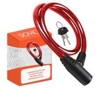 Antivol velo cable en acier resistant 60 cm serrure a cle avancee sur robuste pratique facile a ranger cadenas velo antivol vélo anti vol velo rouge