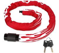 Antivol Velo, Niveau de Sécurité élevé 100CM Cadenas de Bicyclette avec clé, Antivol Moto Cadenas Velo Antivol Chaînes antivol pour Velo Electrique, Porte, Trotinette Electrique etc. Rouge