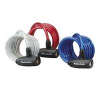Antivol velo spiral a cle masterlock diam 8mm l 1,80m livre avec 2 cles par antivol Rouge-bleu-transparent