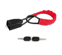Antivol Volant Verrou antivol pour volant de voiture, ceinture sécurité, avec 2 clés, dispositif en acier, accessoires pour voitures SUV(Red)