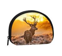 Antler Red Deer Mini porte-monnaie à fermeture éclair, petit organisateur de voyage avec impression intégrale, tissu polyester durable, pochette compacte pour pièces de monnaie, clés