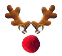 Antlers de Rennes de Voiture et Ensemble de Nez - accrocheur, Ornement de Bois de Voiture de Noël | Christmas Rendeer Car Set pour Les Voyages en Route, Vacances et activités de Plein air