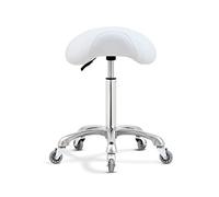 Antlu Tabouret de selle pour massage, clinique, spa, salon de coupe, tabouret à roulettes réglable en hauteur (blanc)