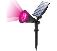 ANTM Lampes solaires de paysage, 4 projecteurs solaires à LED étanches pour l'extérieur, 2 en 1, appliques murales d'extérieur multi-usages, lumières décoratives pour l'extérieur (Couleur rose)