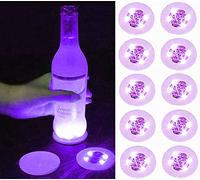 ANTM Sous-verres LED pour bar, lot de 10 sous-verres à cocktail lumineux, LED sous-verres Bar bière sous-verres Light Club (Violet)