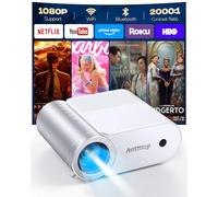 Antmap Mini projecteur WiFi et Bluetooth, 1080P, compatible avec iPhone, Android, tablette, ordinateur portable, console de jeu, télévision, avec haut-parleurs intégrés, HDMI, 3.5 mm audio, USB