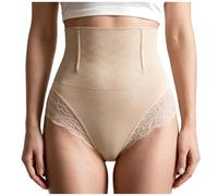 antmove String Gainant Femme Taille Haute, sous-Vêtement Sculptant avec Dentelle, Gaine Invisible sous Robe Moulante, Noir ou Beige