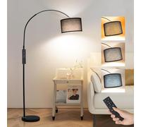 ANTNELICHT LUNA Vitage Arc pour salon, chambre à coucher, avec LED E27 incluse, abat-jour en tissu noir de 33 cm et interrupteur à pied, idéal pour un hôtel