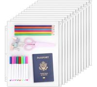 Antner 12 Pack Letter Size Binder Pockets 3 Holes Zipper Binder Folders for 3-Ring Binder, Clear PVC Loose Leaf Bag Binder Pouch Insert Pages Sheet Protectors Waterproof Document Filling Storage Bags