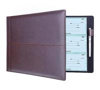 Antner Classeur à 7 anneaux pour chèques d'affaires, capacité de 600 chèques, couverture en cuir synthétique avec pochette à fermeture éclair, support de carnet de chèques pour feuilles de 22,9 x 33