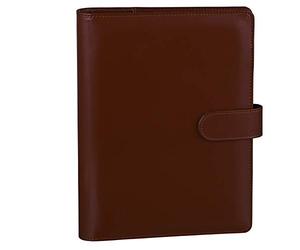 Antner Classeur A5 à 6 anneaux, carnet de notes rechargeable, planificateur en cuir PU, petit dossier, planificateur de budget, porte-carte photo, organiseur personnel avec boucle magnétique, marron