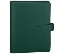 Antner Classeur A5 rechargeable à 6 anneaux pour feuilles mobiles A5, organiseur personnel en cuir synthétique, planificateur budgétaire pour économiser et budgétiser, avec boucle magnétique, vert