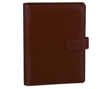 Antner Classeur A5 rechargeable à 6 anneaux pour recharge de papier A5, petit classeur en cuir synthétique, porte-cartes, organiseur personnel avec boucle magnétique, marron