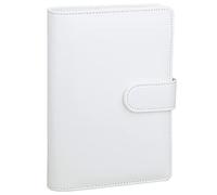 Antner Classeur A6 rechargeable à 6 anneaux pour papier de remplissage A6, planificateur personnel en cuir synthétique, organiseur de billets, classeur avec fermeture à boucle magnétique, blanc