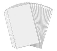 Antner Lot de 12 pochettes A5 à 6 trous pour classeur budgétaire, enveloppes transparentes à fermeture éclair pour planificateur budgétaire A5, pochettes de classement en PVC étanche