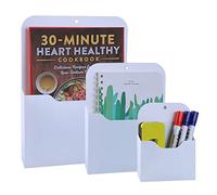 Antner Lot de 3 porte-documents magnétiques muraux magnétiques pour réfrigérateur, organiseur de courrier, organiseur de courrier, étui pour tableau blanc, réfrigérateur, casier en métal, taille L/M/S