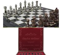 Antochia Crafts Jeu d'échecs personnalisé de 20 cm - Planche personnalisée et Figurines en métal - Idée Cadeau pour Fils, Mari, père pour Un Anniversaire, Noël