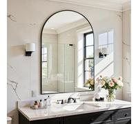 Antok Miroir de Salle de Bain en Forme d'arc, Miroir Mural Noir avec Cadre en métal pour Chambre à Coucher, entrée, Salon, 50,8 x 76,2 cm, Noir