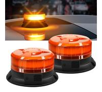 AnTom 2 pièces Gyrophare LED sans Fil Rechargeable 9V-80V Orange-Phare d’Avertissement Clignotant Magnétique avec 9 Modes de Flash pour Véhicules d'Urgence et Chantiers
