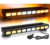 AnTom 2PCS LED Barre stroboscopique bilatéral 81W 9COB Rampe Gyrophare LED 9 * 27 LEDS Clignotant d'urgence 27 modes pour Voiture Véhicule Camion Remorque Caravane (ambre/blanc)