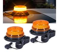 AnTom gyrophare led 2 pièces, 9-60V gyrophare orange câble de 3 mètres et double interrupteur pour chariots élévateurs, tracteurs, remorques, UTV, SUV - Idéal pour les chantiers et la circulation rout