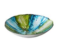 Anton - Bol Coral - Bol décoratif pour la maison - Bols en verre décoratifs - Décoration intérieure bleue et verte - Magnifiques ornements en verre - Bols de présentation ou de service