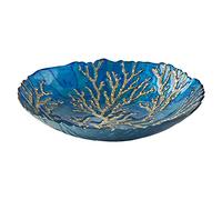 Anton Studio Designs - Bol Décoratif - Grand Bol Pour Décoration De Table - Diamètre : 32cm - Bol En Verre Décoratif Pour La Décoration Intérieure - Corail Doré