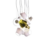 ANTONANGELI lampe à suspension NOVECENTO C2 (Blanc et or - Céramique et tissu)